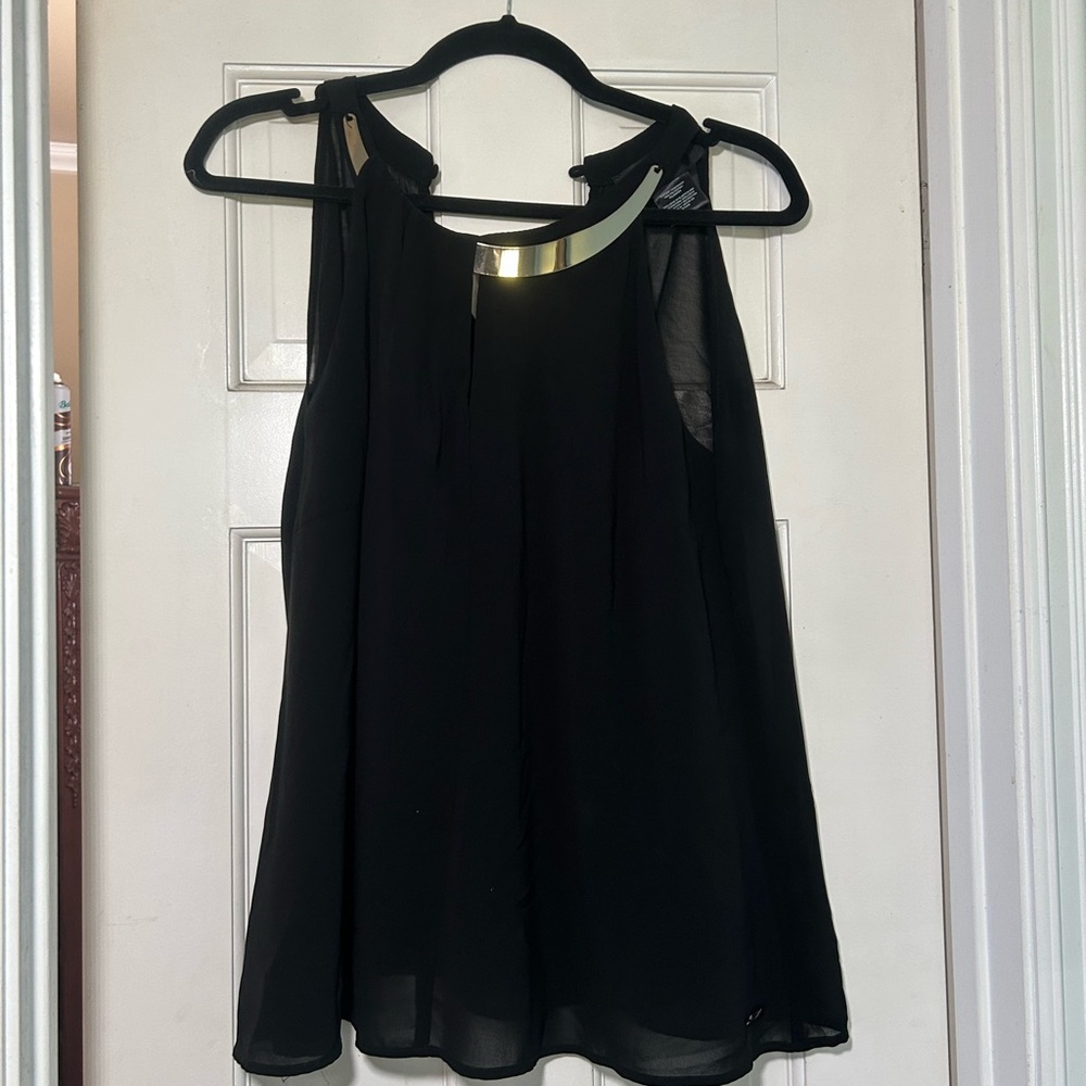 Kardashian Kollection Black Top with Gold Accent